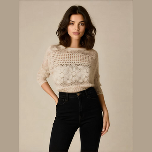 Hand made Vintage Cream Crochet Floral Top XL boho cottagecore farmhouse